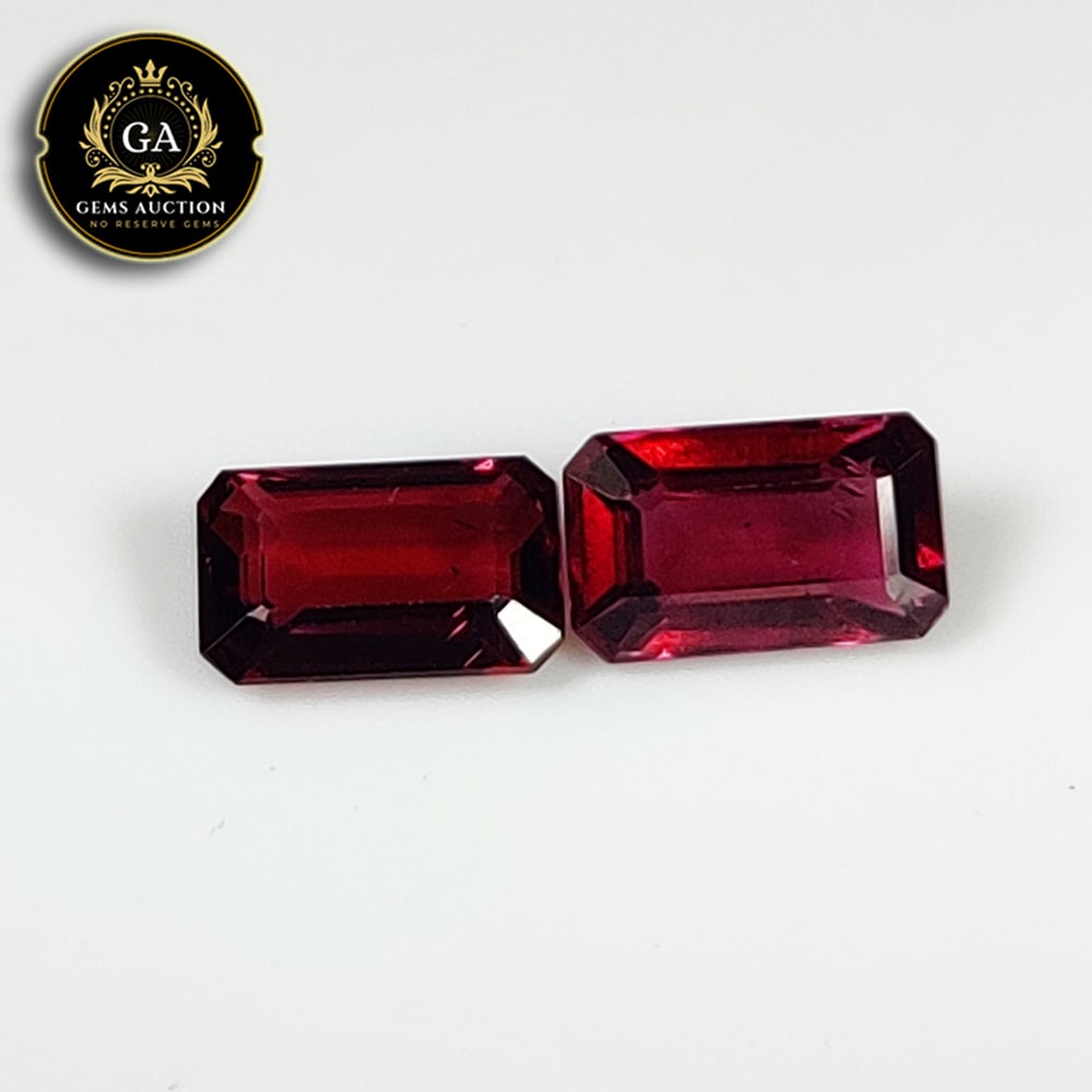3.64 Ct Natural Rhodolite Garnet Almandine Red Octagon Cut Pair: Weight - 3.64 Ct / Size - 9.00 x 5.50 x 3.50 mm / 2 Pc's / Shape - Octagon Cut / Clarity - VVS / Origin - Nigeria / Treatment - None