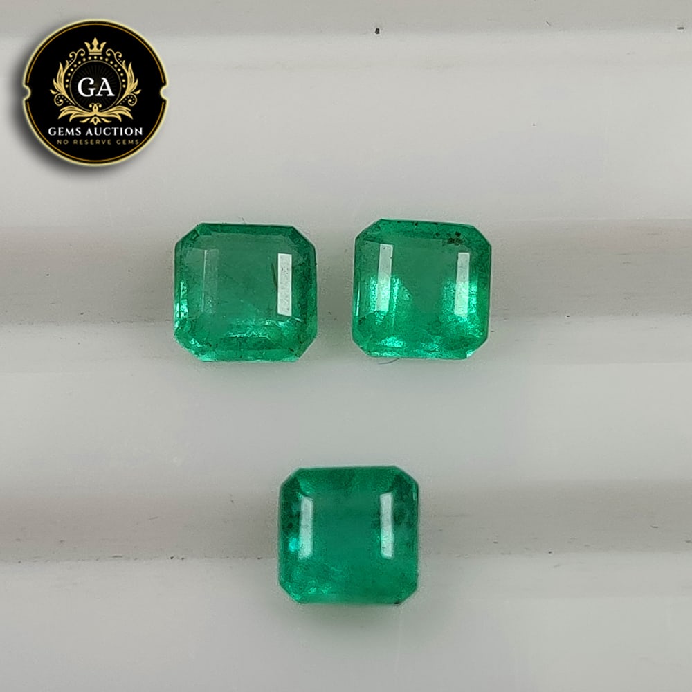 1.43 Ct Natural Zambian Emerald Square Octagon Cut Set (1 of 3)