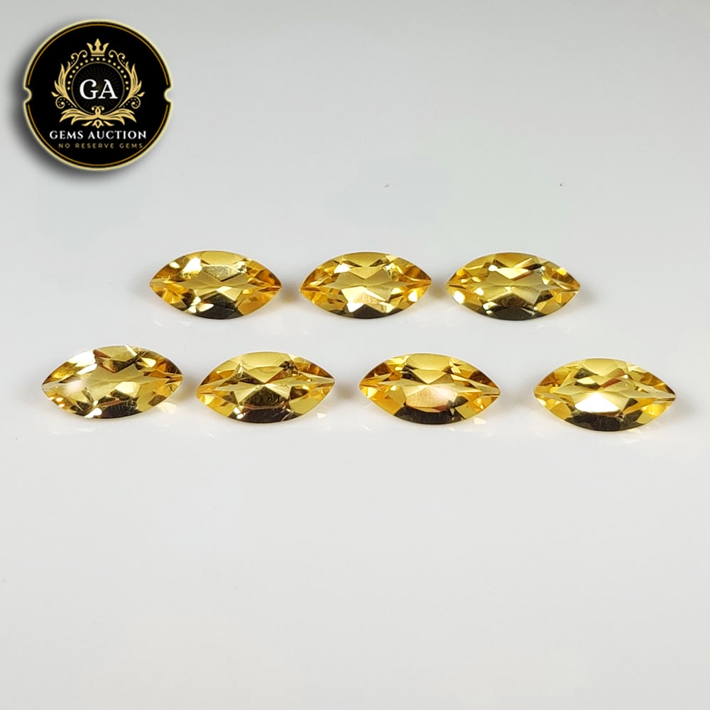 6.63 Ct Natural Yellow Citrine Marquise Cut Set: Weight - 6.63 Ct / Size - 10.0x5.0 - 10.2x5.2 mm / 7 Pc's / Shape - Marquise Cut / Color - Yellow / Clarity - VVS / Origin - Brazil / Treatment - None