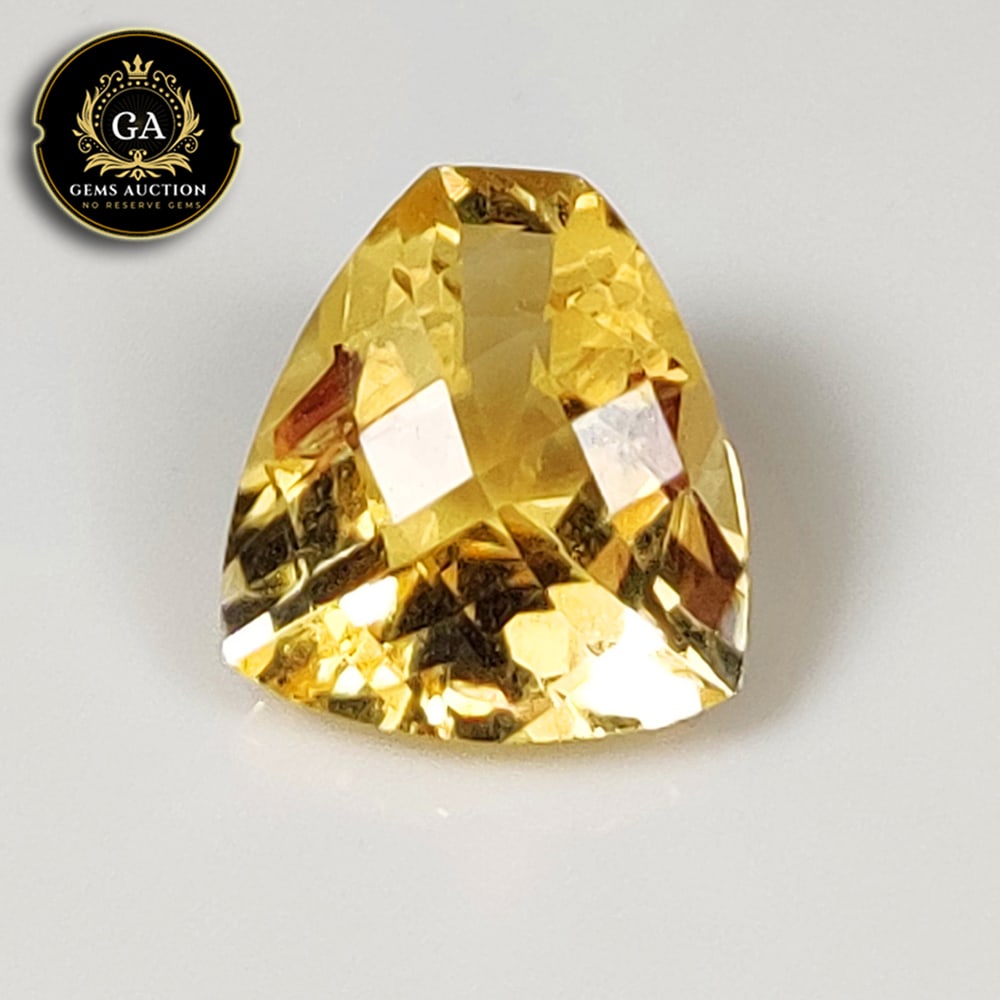4.59 Ct Natural Citrine Fancy Checkerboard Cut: Weight - 4.59 Ct / Size - 11.90 x 11.00 x 7.10 mm / Shape - Fancy Cut / Color - Yellow / Clarity - VVS / Origin - Brazil / Treatment - None