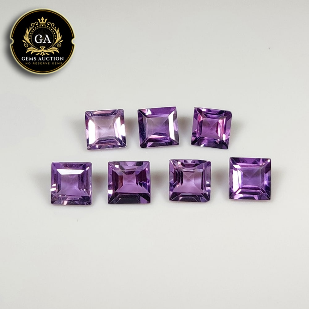 7.45 Ct Natural Brazilian Purple Amethyst Square Cut Set (1 of 3)