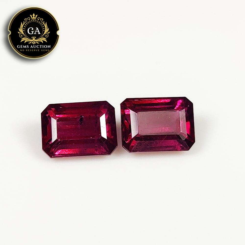 4.66 Ct Natural Rhodolite Garnet "Almandine Red" Octagon Cut Pair: Weight - 4.66 Ct / Size - 8.10 x 6.10 x 4.10 mm / 2 Pc's / Shape - Octagon Cut / Clarity - Transparent / Origin - Nigeria / Treatment - None