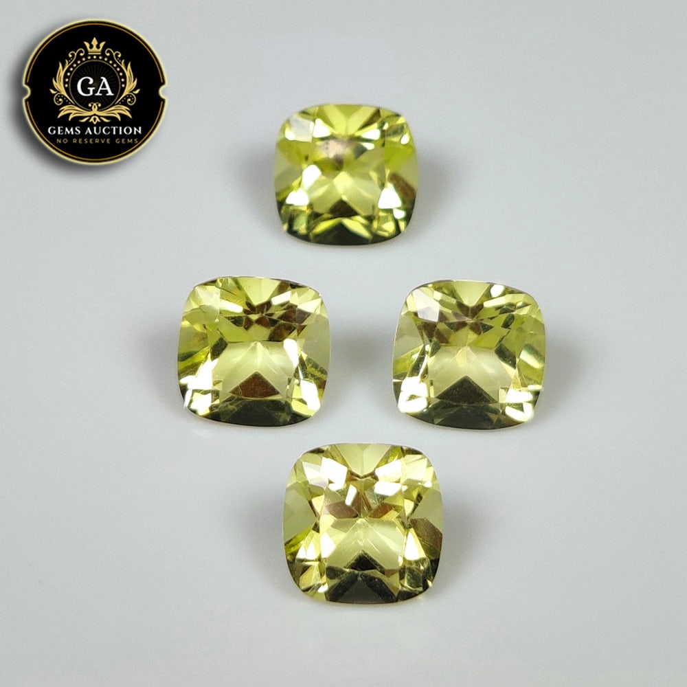 5.56 Ct Natural Lemon Quartz Cushion Cut Set: Weight - 5.56 Ct / Size - 7.00 x 7.00 x 4.60 mm / 4 Pc's / Shape - Cushion Cut / Clarity - VVS / Origin - Brazil / Treatment - None