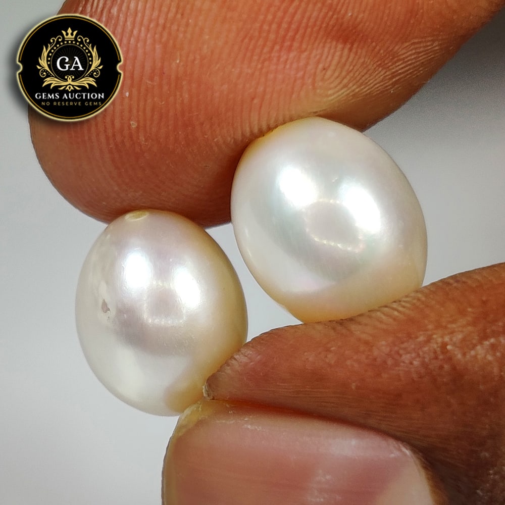 12.27 Ct Natural Fresh Water Pearl Egg Shaped Beads: Weight - 12.27 Ct / Size - 11.50 x 9.00 x 9.00 mm / 2 Pc's / Shape - Drilled Dumble Beads / Color - White / Clarity - OPaque / Origin - India / Treatment - None
