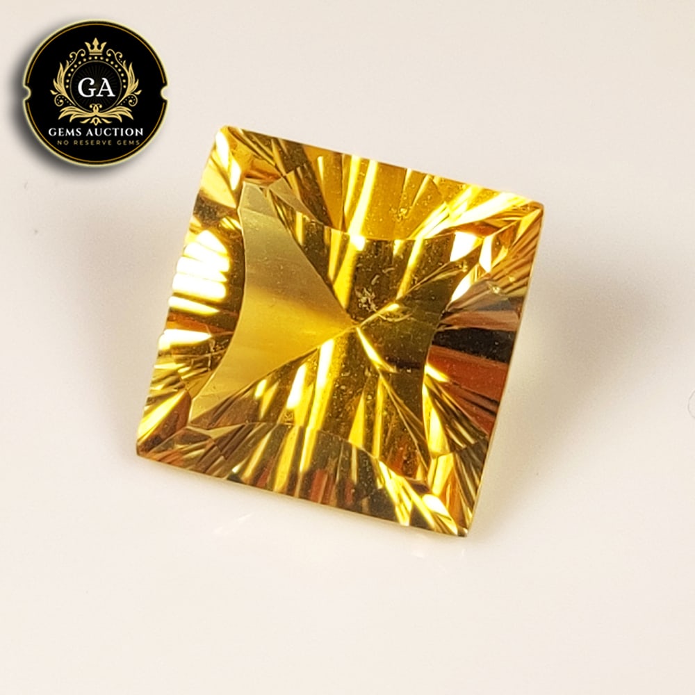6.88 Ct Natural Yellow Citrine Square Concave Cut: Weight - 6.88 Ct / Size - 12.00 x 12.00 x 7.90 mm / Shape - Square Cut / Color - Yellow / Clarity - VVS / Origin - Brazil / Treatment - None