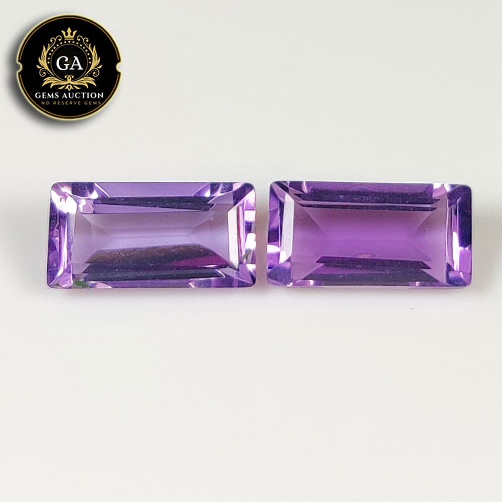 3.24 Ct Natural Purple Amethyst Rectangle Cut Pair (1 of 2)