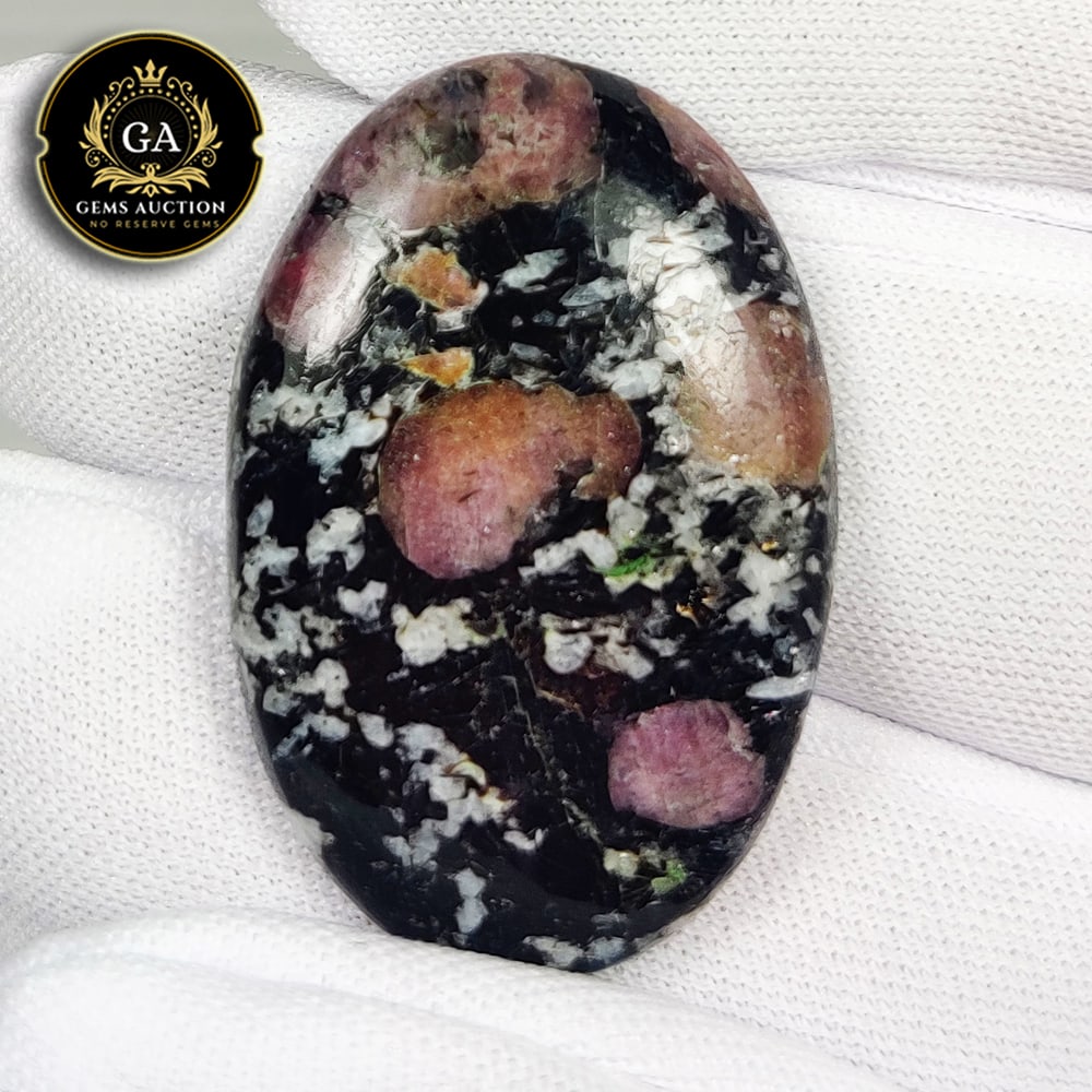37.13 Ct Natural Snowflake Jasper Oval Cab (1 of 2)