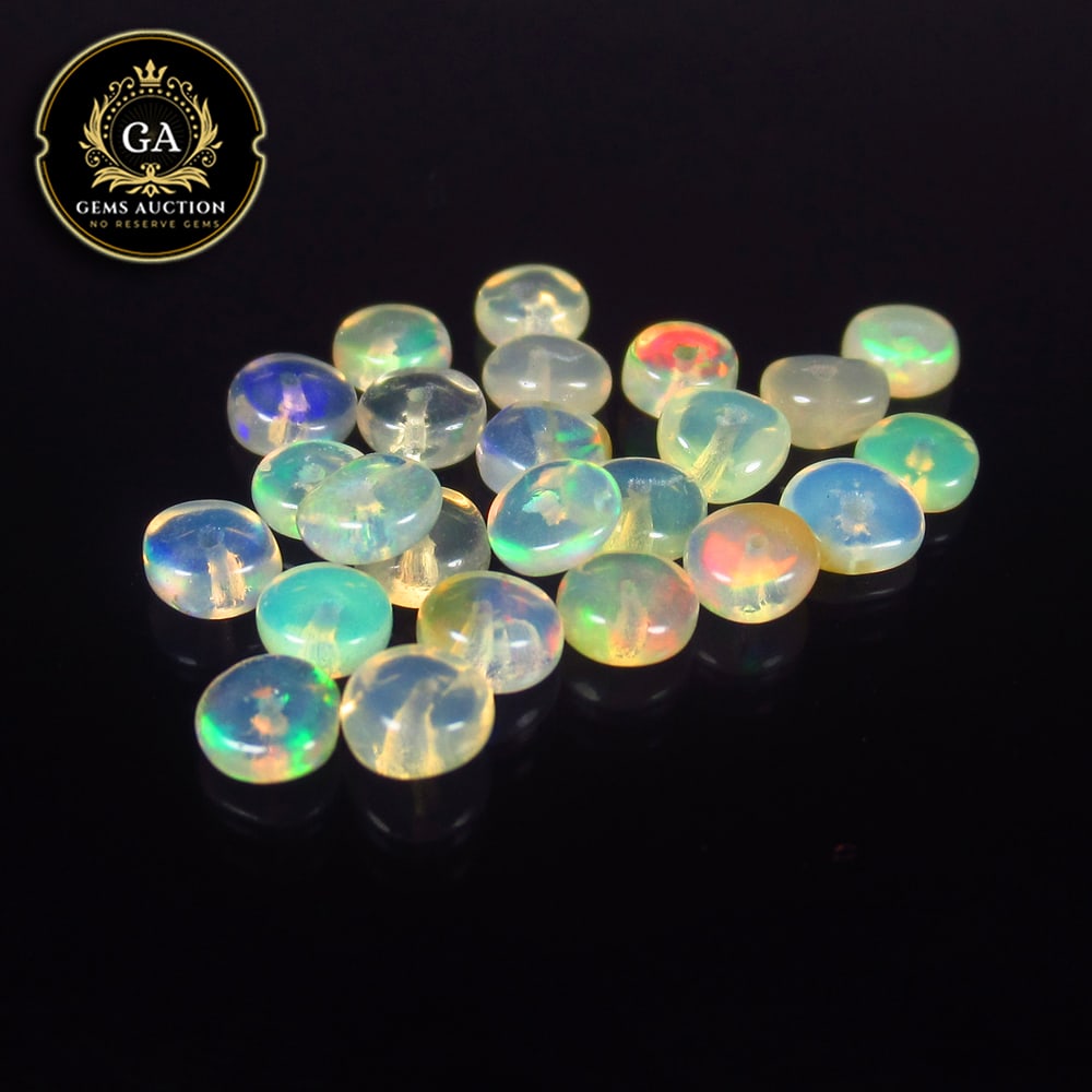 3.95 Ct Natural Drilled Multi-color Opal Good Fire Round Beads: Weight - 3.95 Ct / Size - 3.30 - 4.20 mm / 21 Pc's / Shape -Round Beads / Color - Multicolor / Clarity - Transparent / Origin - Ethiopia / Treatment - None