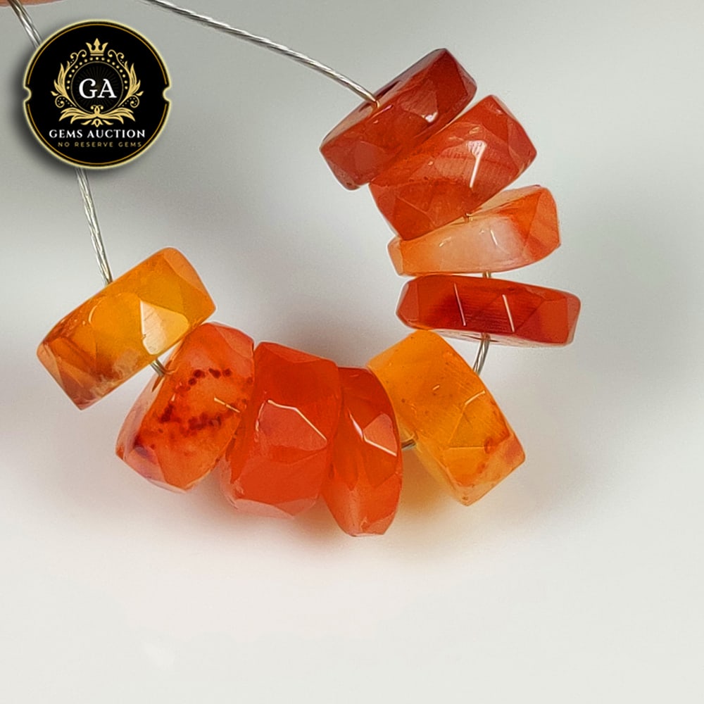 10.87 Ct Natural Orange Carnelian Drilled Round Beads: Weight - 10.87 Ct / Size - 6.90 - 7.10 mm / 9 Pc's / Shape - Round Beads / Clarity - Semi - Transparent / Origin - Brazil