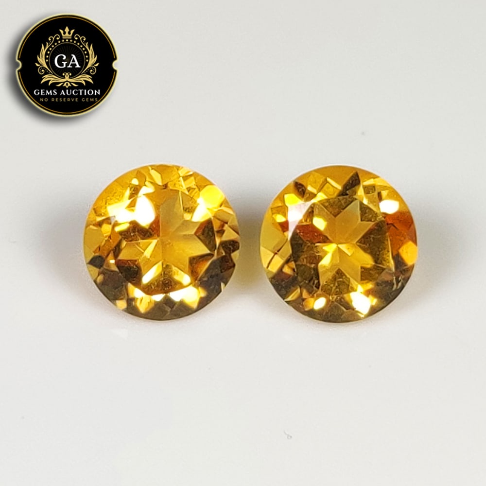 2.55 Ct Natural Citrine Round Cut Matching Pair (1 of 2)
