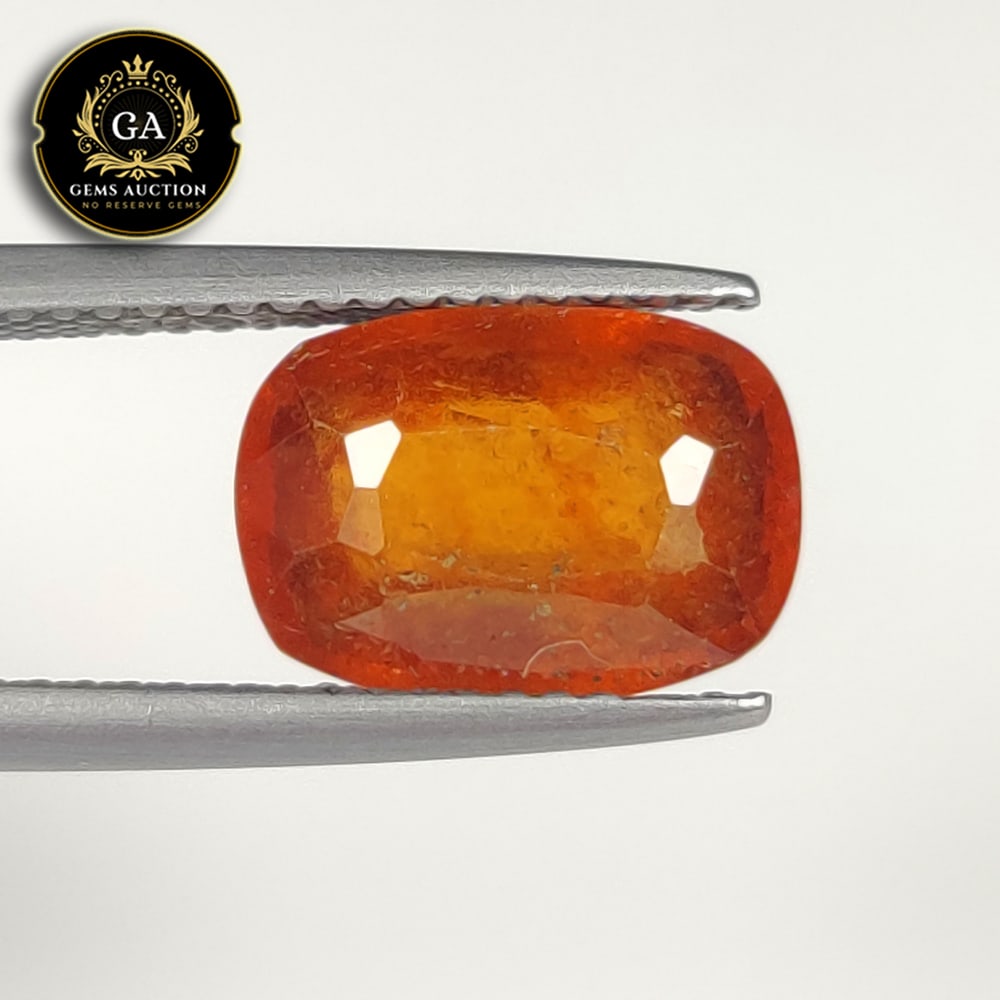 4.38 Ct Natural Deep Orange Hessonite Garnet Cushion Cut: Weight - 4.38 Ct / Size - 11.00 x 7.70 x 5.60 mm / Shape - Cushion Cut / Clarity - VVS / Origin - Nigeria / Treatment - None