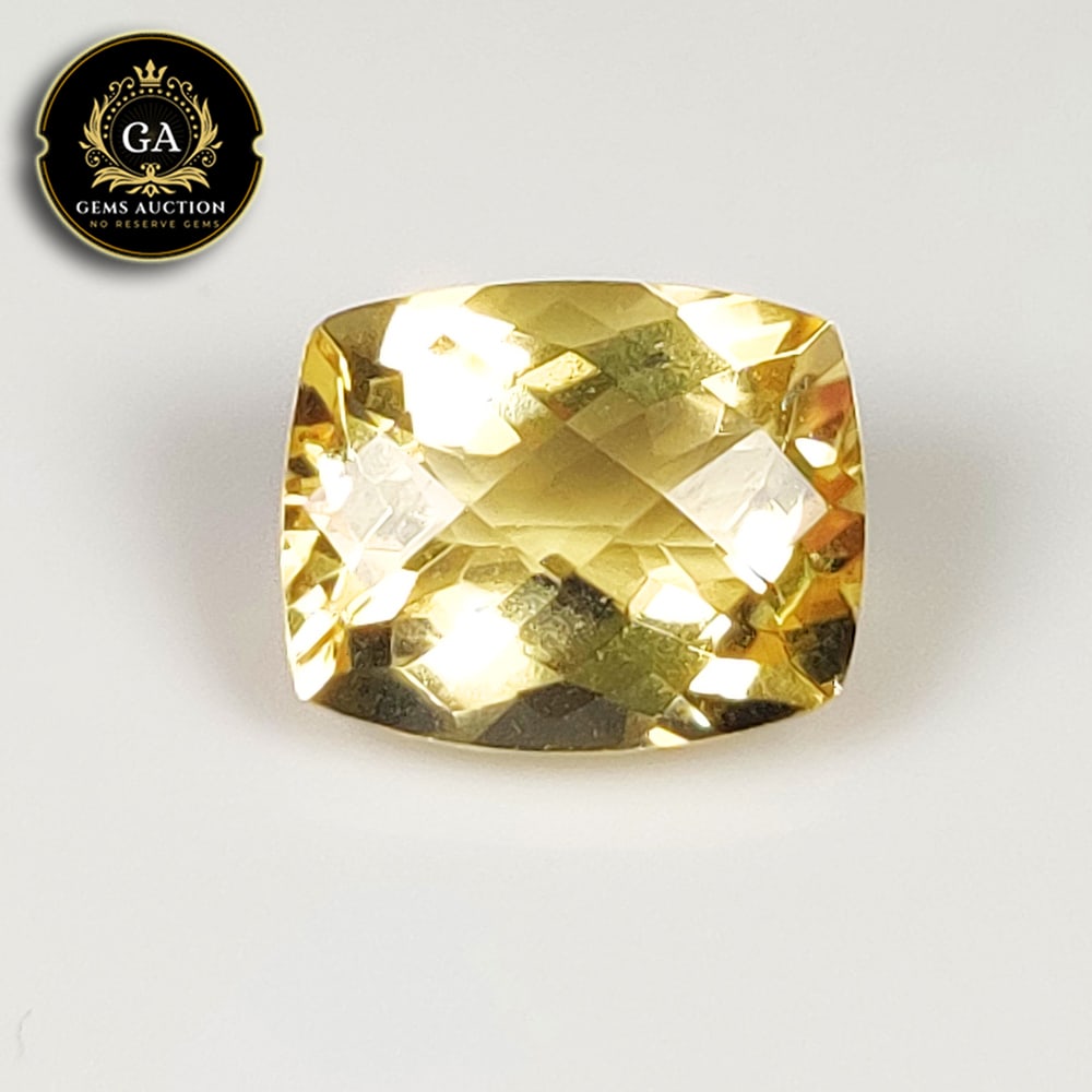 3.72 Ct Natural Citrine Cushion Checkerboard Cut: Weight - 3.72 Ct / Size - 11.00 x 8.90 x 6.20 mm / Shape - Cushion Checkerboard Cut / Color - Yellow / Clarity - VVS / Origin - Brazil / Treatment - None