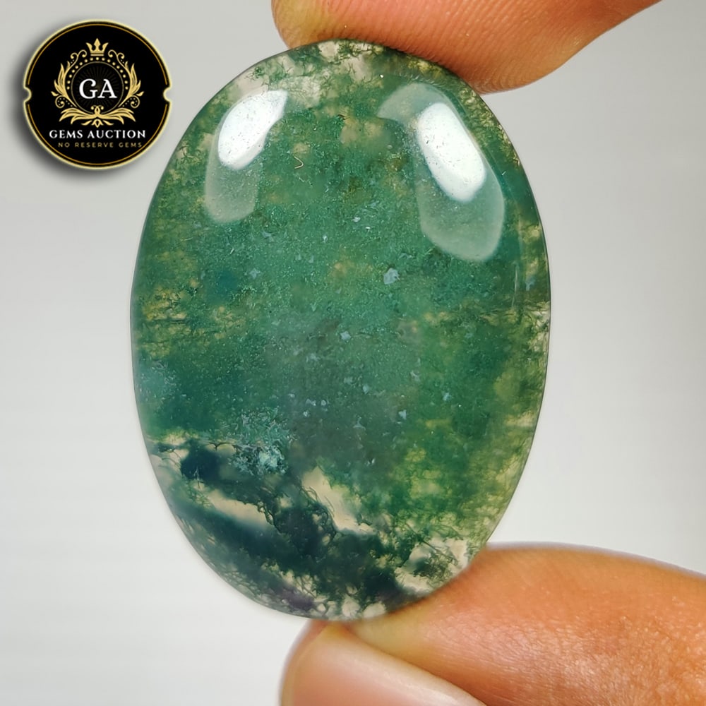 30.77 Ct Natural Moss Agate Oval Cab: weight - 30.77 Ct / Size - 33.00 x 24.00 x 5.60 mm / Shape - Excellent Oval Cab / Origin - Brazil / Treatment - None