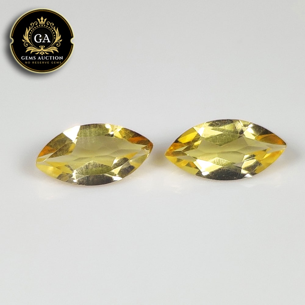 1.82 Ct Natural Citrine Marquise Cut Matching Pair: Weight - 1.82 Ct / Size - 10.00 x 5.10 x 3.40 mm / 2 Pc's / Shape - Marquise Cut / Color - Yellow / Clarity - VVS / Origin - Brazil / Treatment - None