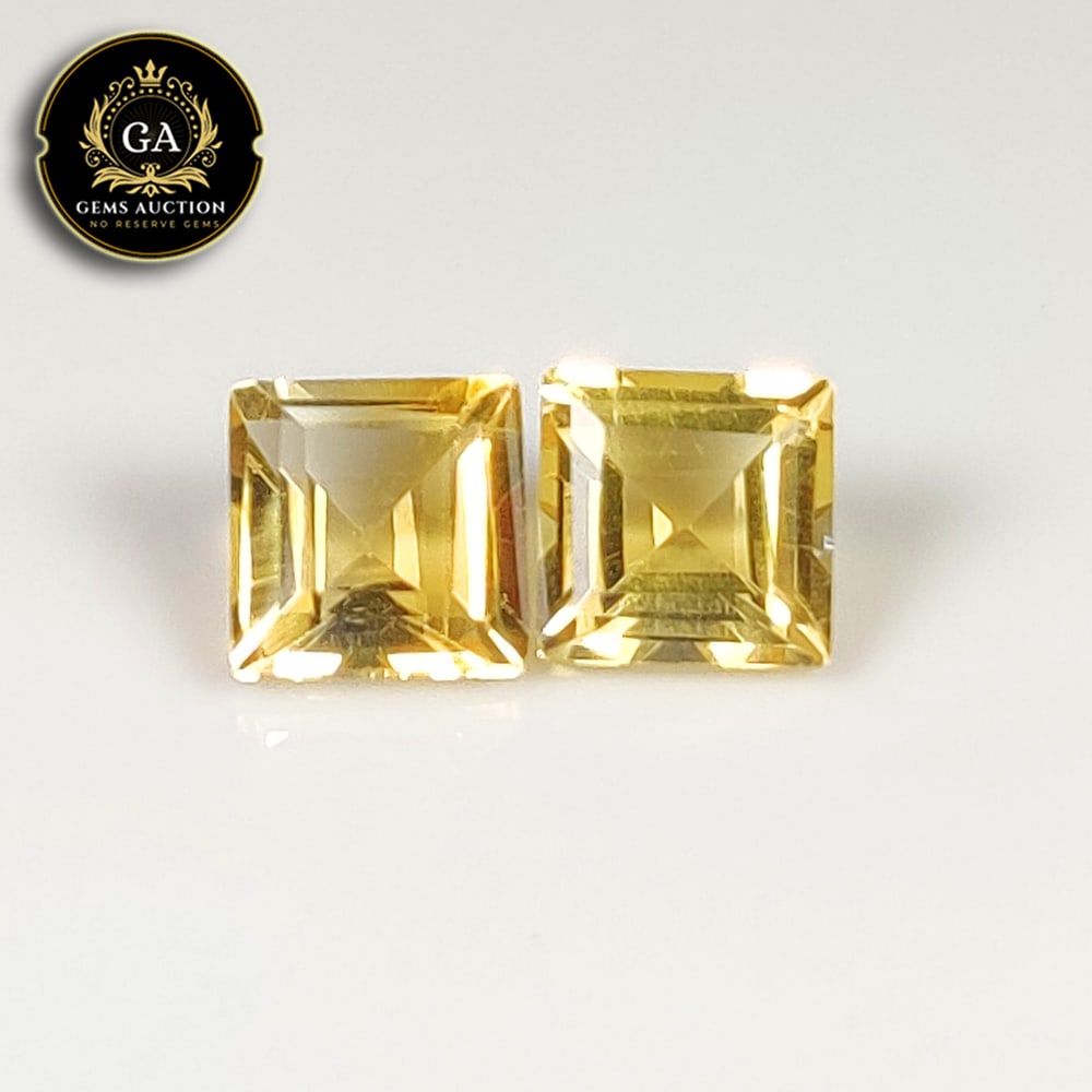 2.13 Ct Natural Citrine Square Cut Matching Pair: Weight - 2.13 Ct / Size - 6.10 x 6.10 x 4.20 mm / 2 Pc's / Shape - Square Cut / Color - Yellow / Clarity - VVS / Origin - Brazil / Treatment - None