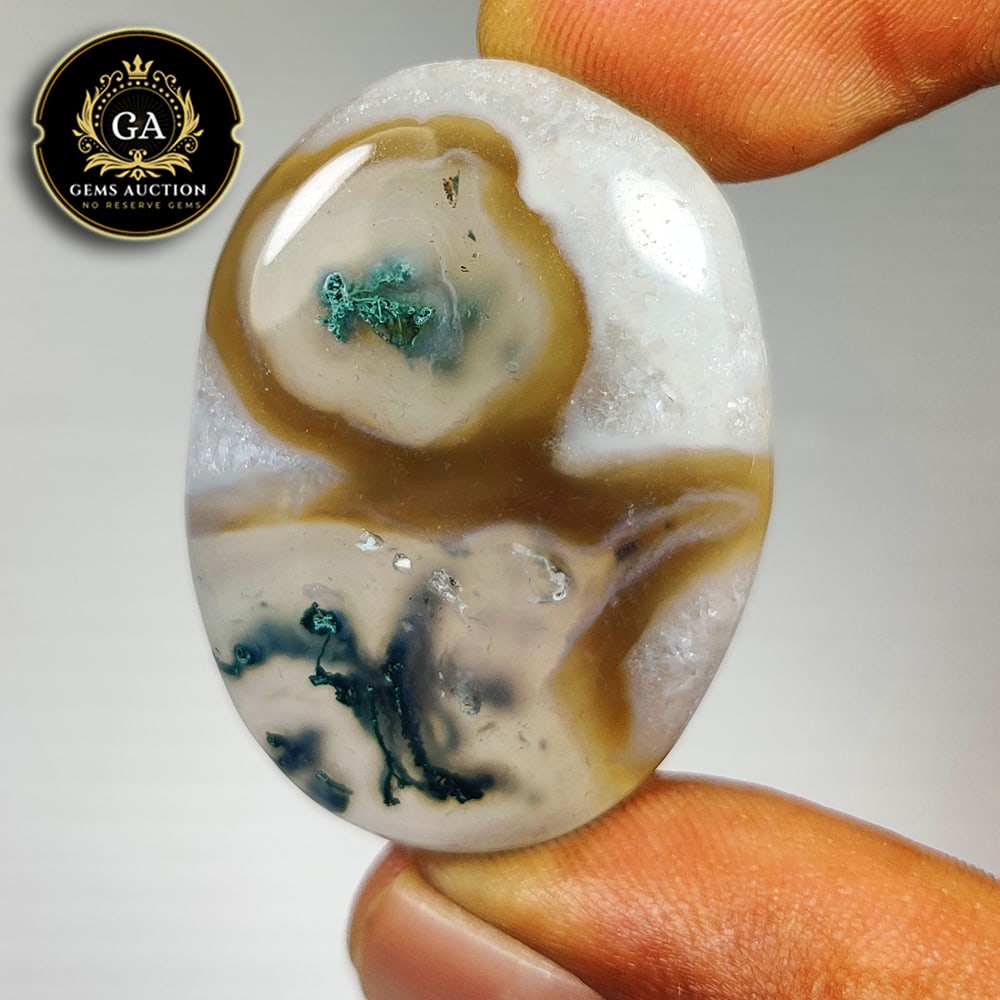 43.23 Ct Natural Moss Agate Oval Cab: weight - 43.23 Ct / Size - 36.00 x 26.00 x 6.20 mm / Shape - Excellent Oval Cab / Origin - Brazil / Treatment - None