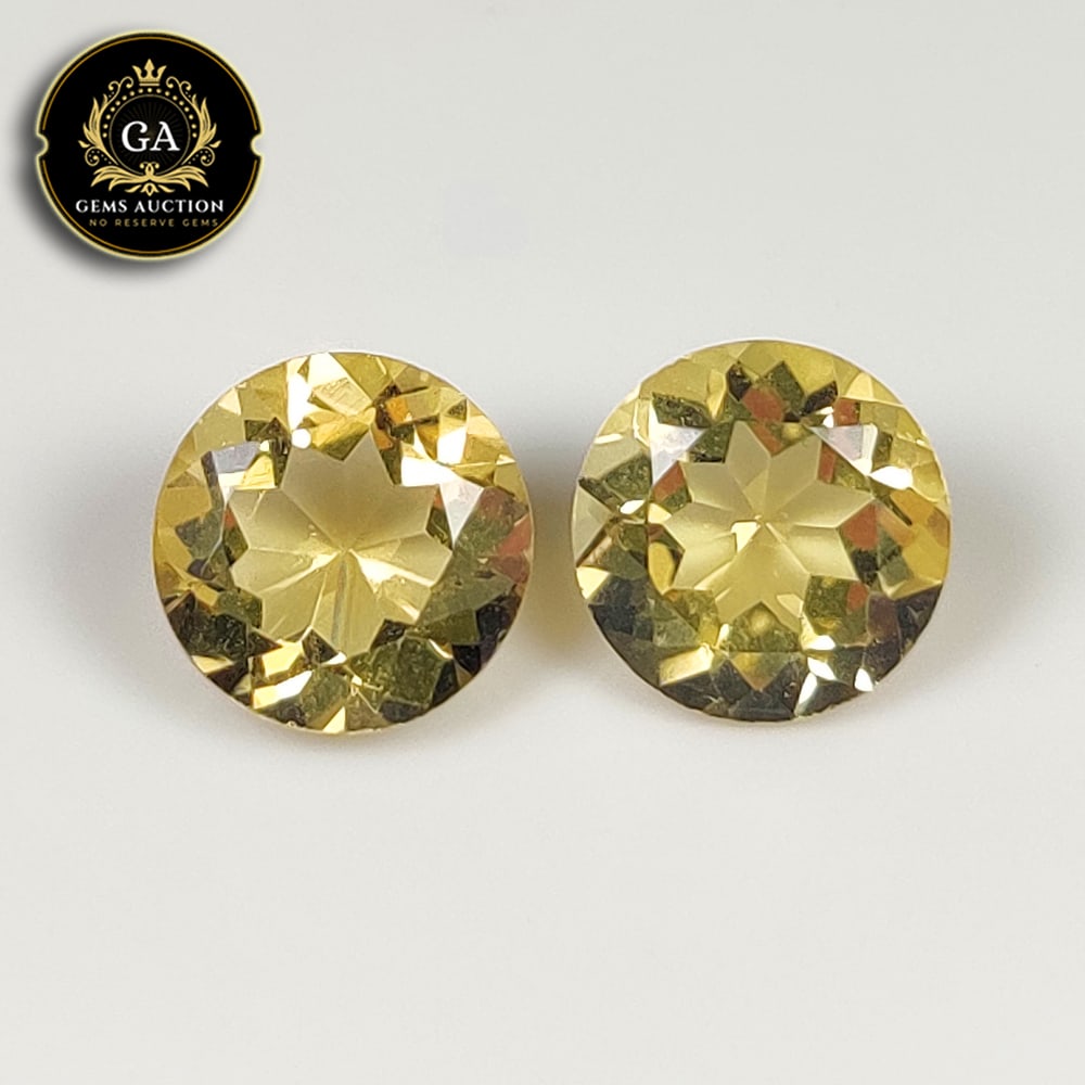 4.34 Ct Natural Citrine Round Cut Matching Pair: Weight - 4.34 Ct / Size - 9.00 x 9.00 x 5.30 mm / 2 Pc's / Shape - Round Cut / Color - Yellow / Clarity - VVS / Origin - Brazil / Treatment - None