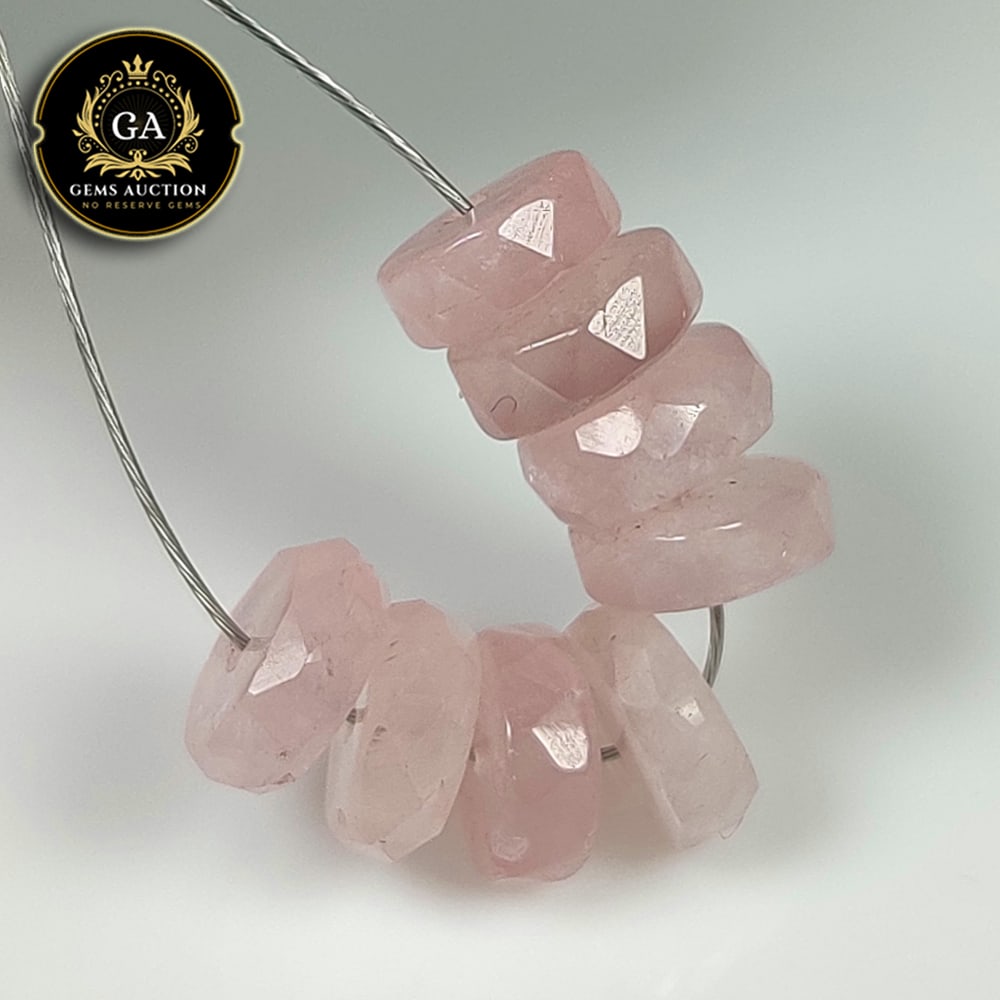9.70 Ct Natural Peach Pink Morganite Round Cut Beads: Weight - 9.70 Ct / Size - 6.80 - 7.30 mm / 8 Pc's / Shape - Round Cut Beads / Color - Light Pink / Clarity - VVS / Origin - Mozambique / Treatment - None