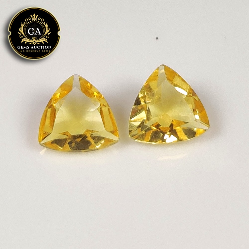 1.26 Ct Natural Citrine Trillion Cut Matching Pair: Weight - 1.26 Ct / Size - 6.30 x 6.20 x 2.90 mm / 2 Pc's / Shape - Trillion Cut / Color - Yellow / Clarity - VVS / Origin - Brazil / Treatment - None