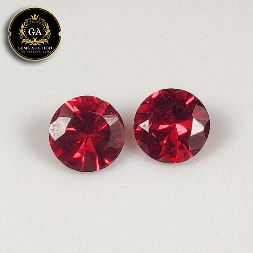 1.00 Ct Natural Rhodolite Garnet Almandine Red Round Cut Pair: Weight - 1.00 Ct / Size - 5.00 x 5.00 x 2.90 mm / 2 Pc's / Shape - Round Cut / Clarity - VVS / Origin - Nigeria / Treatment - None