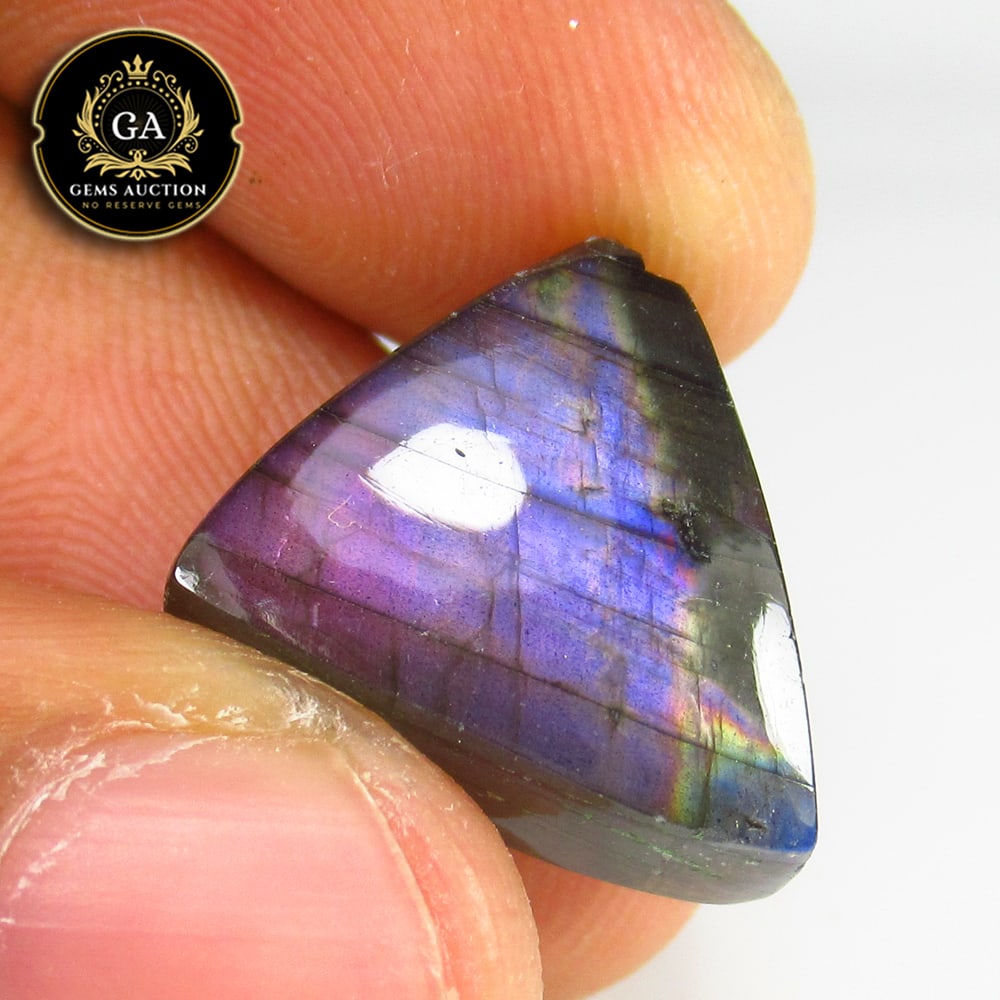 13.05 Ct Natural Blue Shaded Labradorite Trillion Cab: Weight - 13.05 Ct / Size - 15.70 x 15.40 x 7.20 mm / Shape - Excellent Trillion Cab / Clarity - Opaque / Origin - Africa / Treatment - None