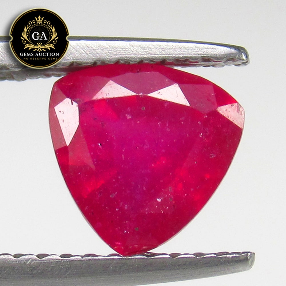 1.67 Ct Natural Pinkish Red Ruby Trillion Cut (1 of 2)