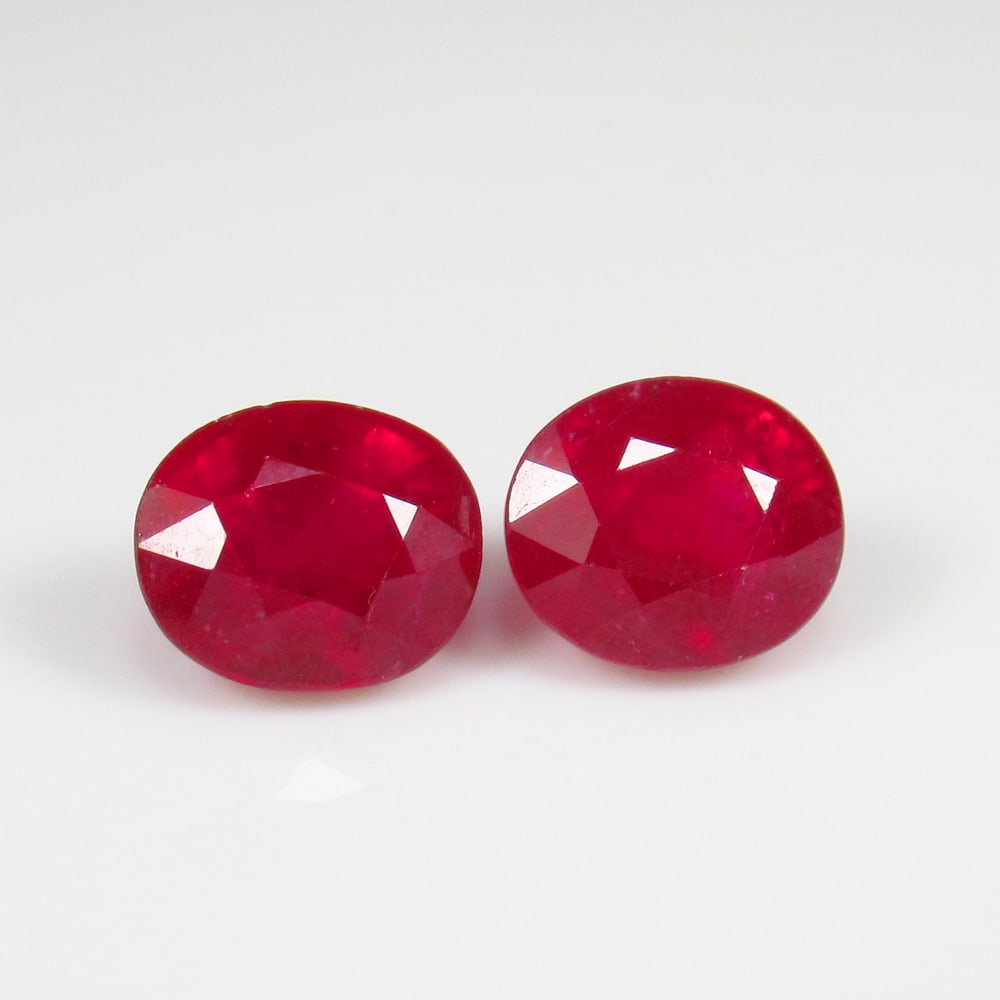 Natural 7.40 Cts #Ruby " Red " Oval #Pair (1 of 2)