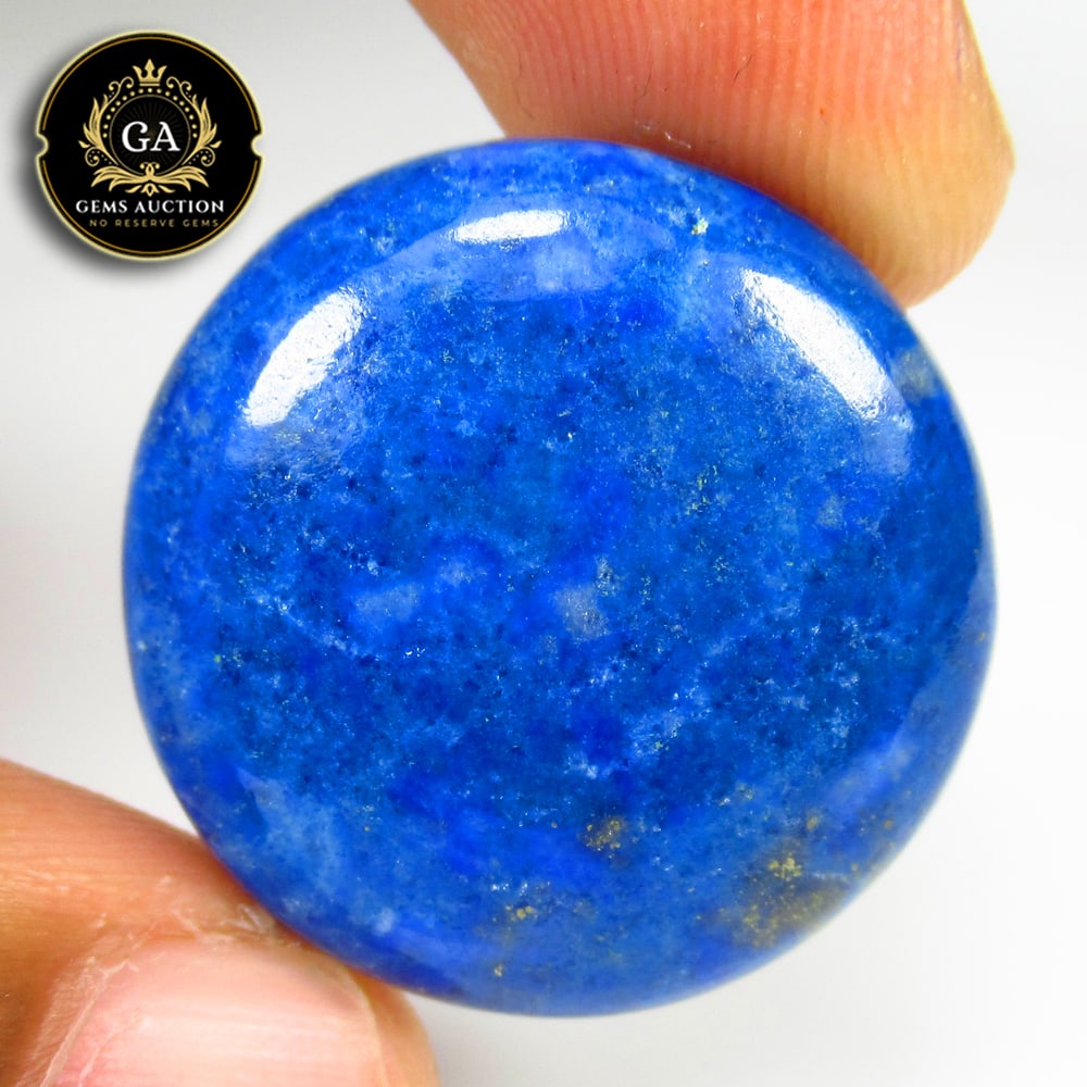 36.62 Ct Natural Blue Lapis Lazuli Round Cab: Weight - 36.62 Ct / Size - 26.00 x 26.00 x 6.60 mm / Shape - Round Cab / Clarity - Opaque / Origin - Ethiopia / Treatment - None