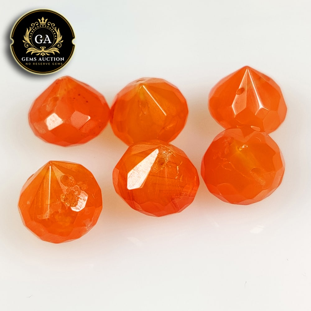 18.09 Ct Natural Orange Carnelian Round Cut Beads: Weight - 18.09 Ct / Size - 8.10 - 8.40 mm / 6 Pc's / Shape - Round Cut Beads / Clarity - Semi - Opaque / Origin - Brazil