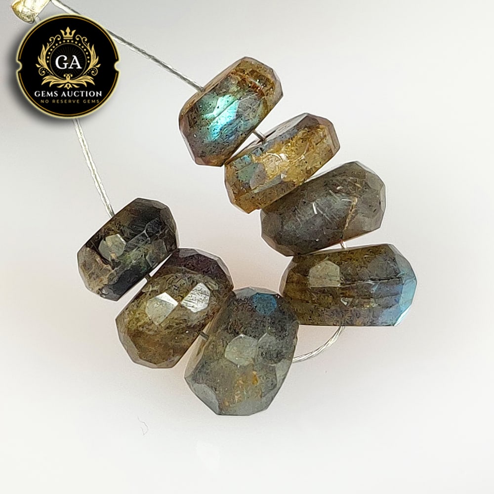 10.04 Ct Natural Blue Shaded Labradorite Round Cut Beads: Weight - 10.04 Ct / Size - 6.50 - 7.50 mm / 7 Pc's / Shape - Excellent Round Cut Beads / Clarity - Opaque / Origin - Africa / Treatment - None