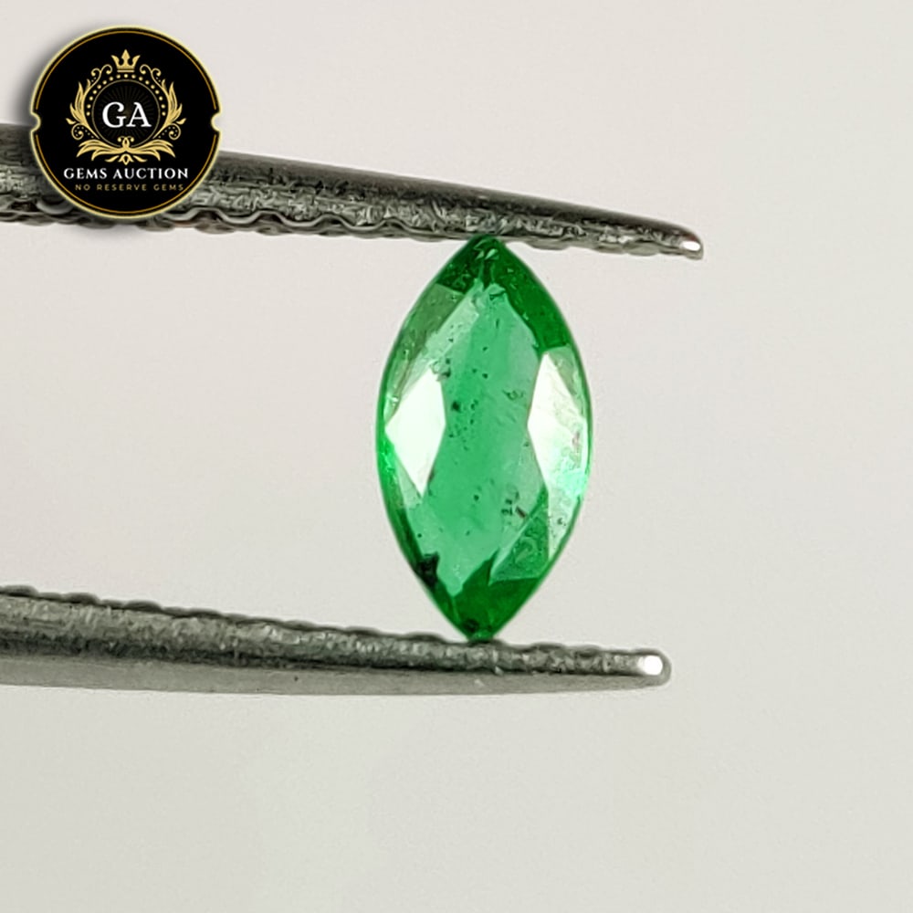 0.18 Ct Natural Zambian Emerald Marquise Cut: Weight - 0.18 Ct / Size - 5.70 x 3.00 x 1.80 mm / Shape - Marquise Cut / Color - Green / Clarity - SI / Origin - Zambia / Treatment - Colorless Oil