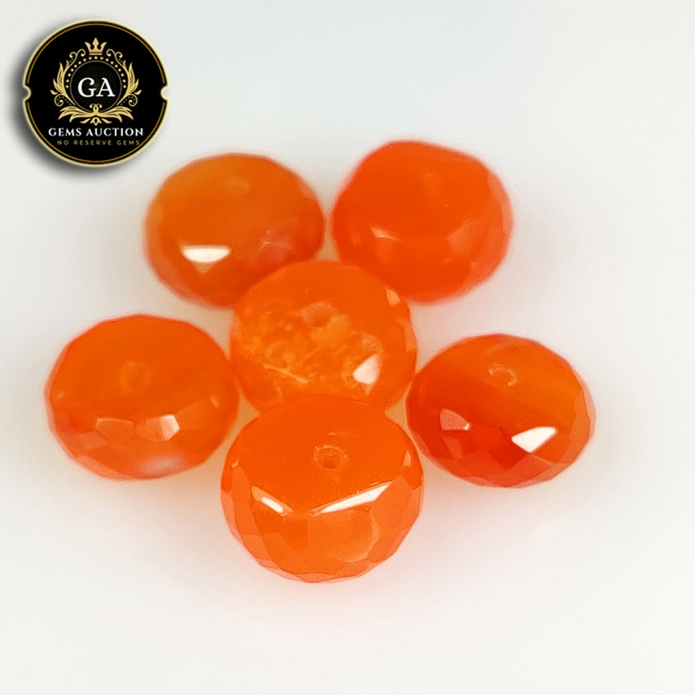 15.43 Ct Natural Orange Carnelian Round Cut Beads: Weight - 15.43 Ct / Size - 8.40 - 8.50 mm / 6 Pc's / Shape - Round Cut Beads / Clarity - Semi - Opaque / Origin - Brazil