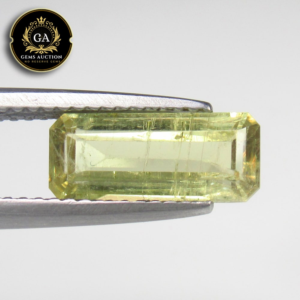 2.01 Ct Natural Diaspore Octagon Cut: Weight - 2.01 Ct / Size - 12.00 x 5.00 x 3.20 mm / Shape - Octagon Cut / Color - Yellow / Clarity - VVS / Origin - Turkey / Treatment - None