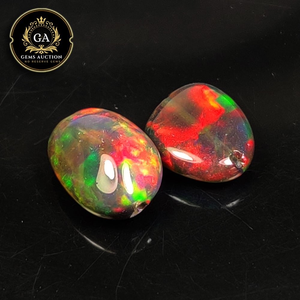 2.44 Ct Natural Black Flashing Fire Opal Dumble Beads (1 of 3)
