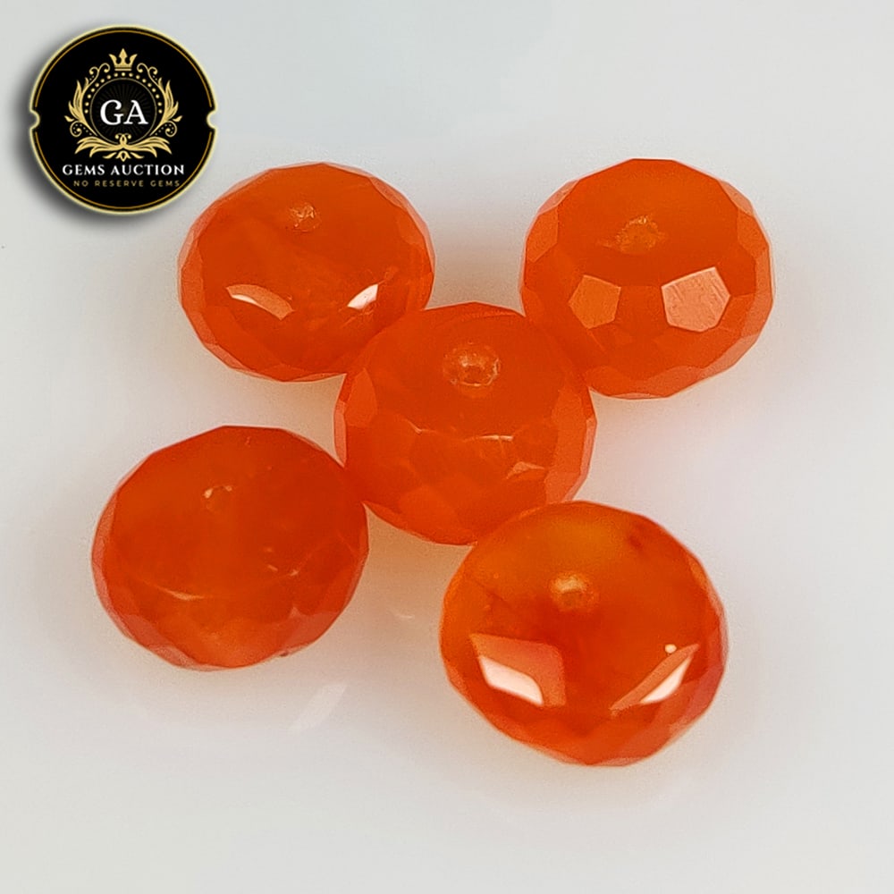 13.17 Ct Natural Orange Carnelian Round Cut Beads: Weight - 13.17 Ct / Size - 8.40 - 8.50 mm / 5 Pc's / Shape - Round Cut Beads / Clarity - Semi - Opaque / Origin - Brazil