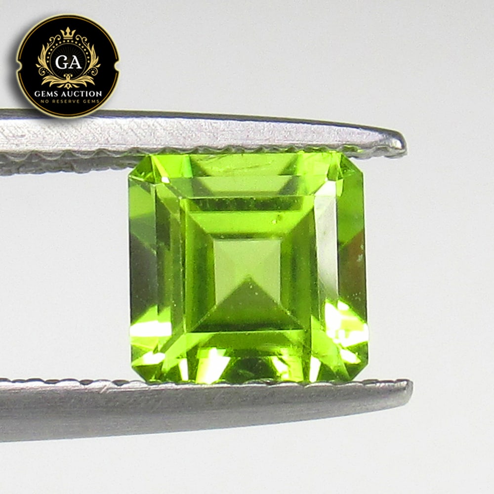 1.17 Ct Natural Green Peridot Square Cut: Weight - 1.17 Ct / Size - 6.00 x 6.00 x 4.00 mm / Shape - Square Cut / Color - Green / Clarity - VVS / Origin - Pakistan / Treatment - None