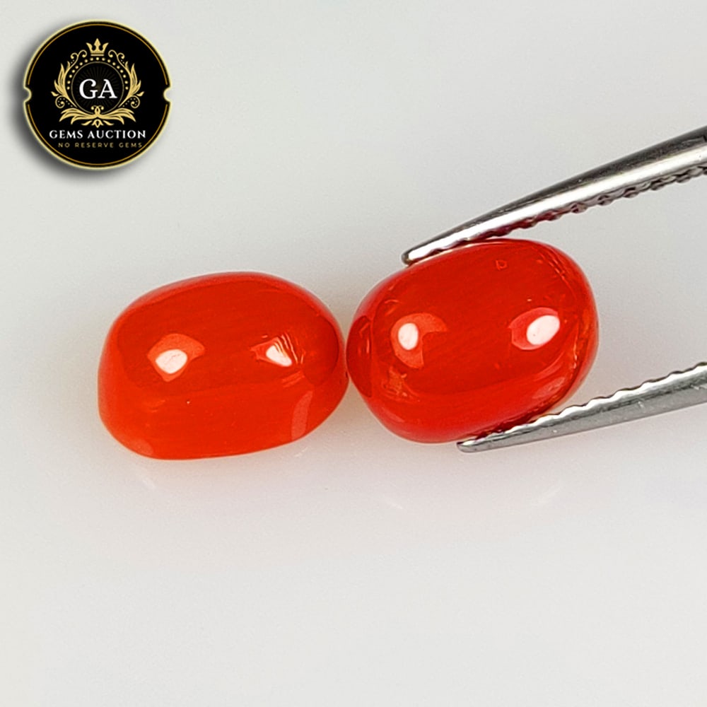3.24 Ct Natural Red Coral Oval Cab Pair (1 of 3)