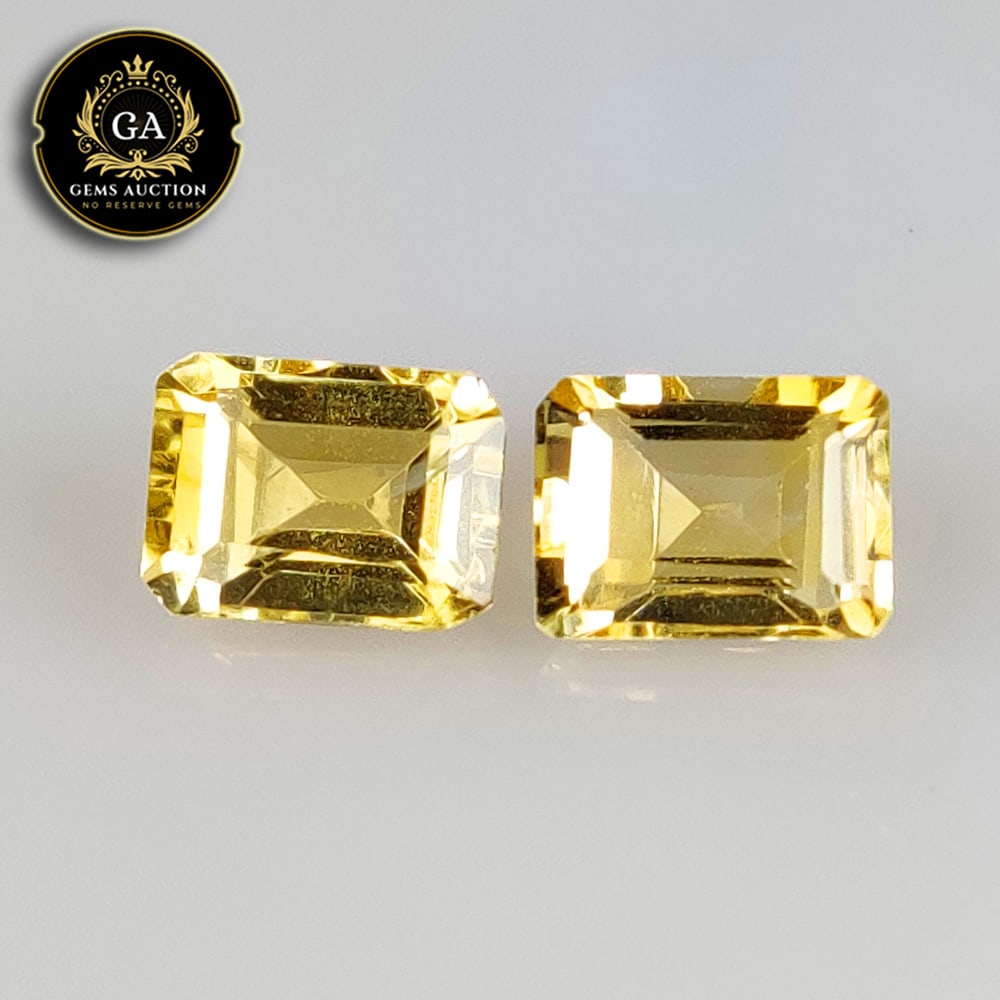 3.17 Ct Natural Yellow Citrine Octagon Cut Pair: Weight - 3.17 Ct / Size - 7.90 x 5.90 x 4.20 mm / 2 Pc's / Shape - Octagon Cut / Color - Yellow / Clarity - VVS / Origin - Brazil / Treatment - None