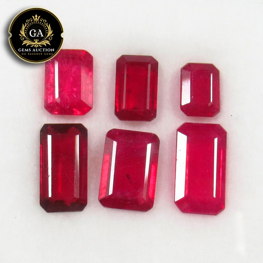 17.13 Ct Natural Pigeon Blood Red Ruby Octagon Cut Set (1 of 3)