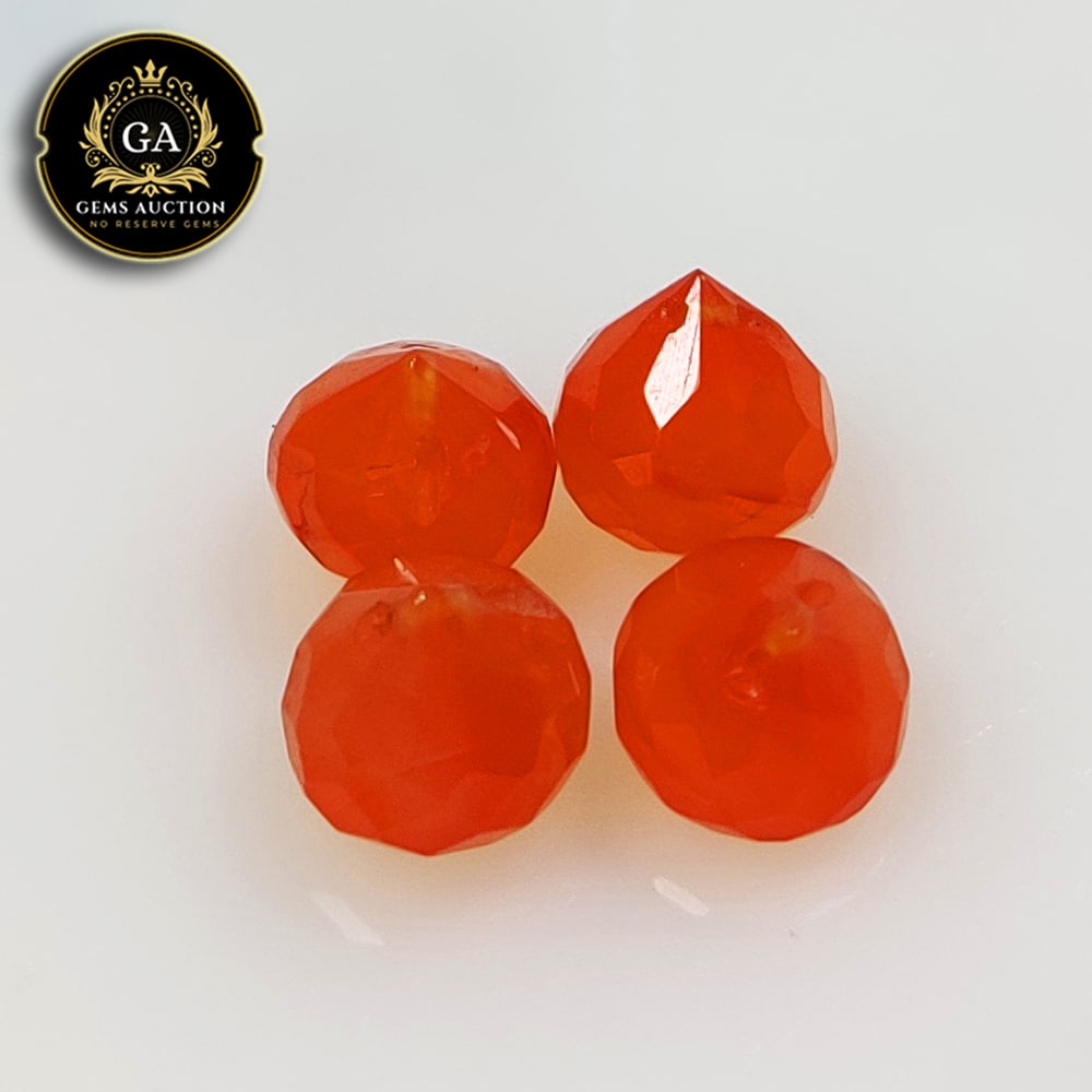 12.17 Ct Natural Orange Carnelian Pear Cut Beads: Weight - 12.17 Ct / Size - 8.3x7.0 - 8.4x8.4 mm / 4 Pc's / Shape - Pear Cut Beads / Clarity - Semi - Opaque / Origin - Brazil