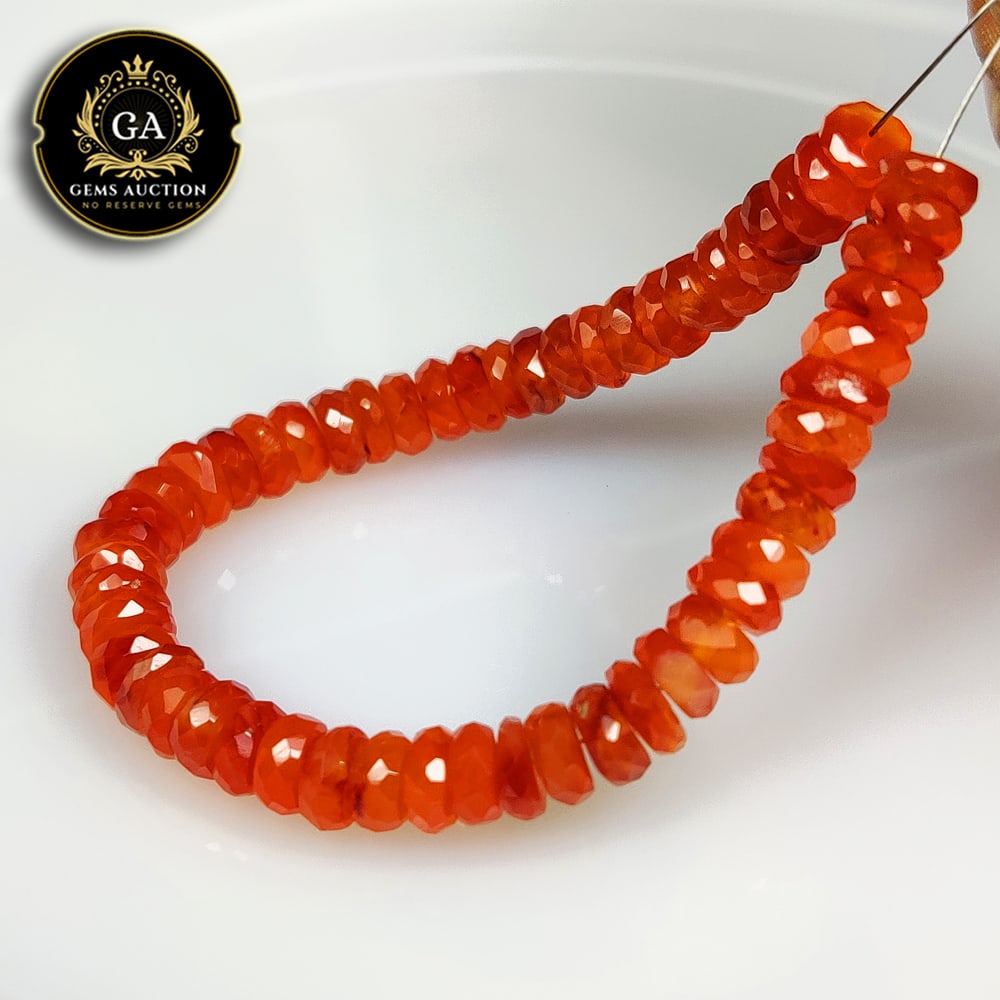 41.31 Ct Natural Orange Carnelian Drilled Round Cut Beads: Weight - 41.31 Ct / Size - 5.80 - 6.10 mm / 55 Pc's / 5.5" inches / Shape - Round Cut Beads / Clarity - Semi - Transparent / Origin - Brazil