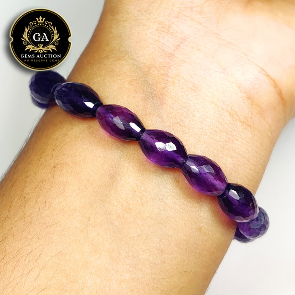 55.31 Ct 925 Silver Natural Purple Amethyst Dumble Beads Bracelet Ready Wear (1 of 2)