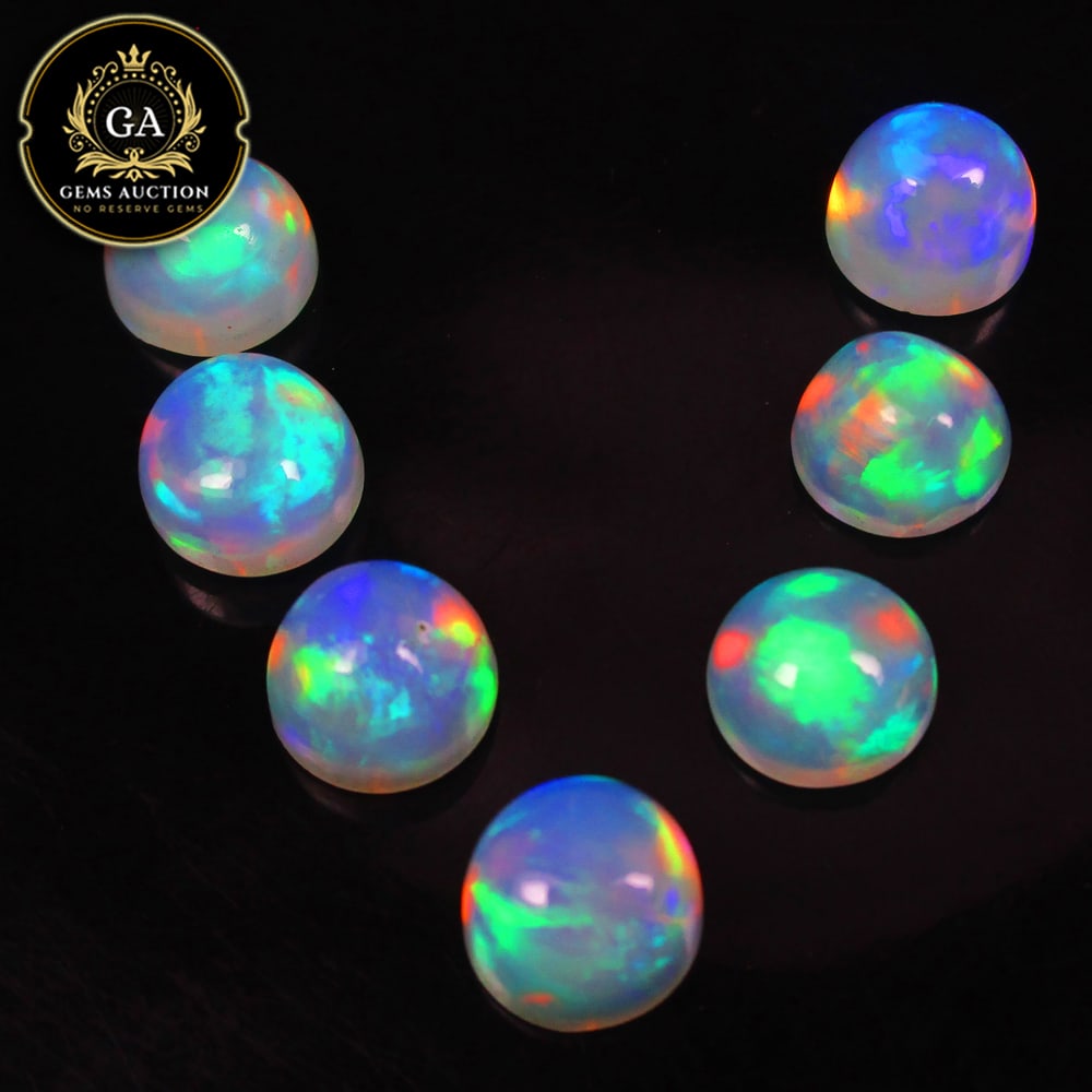 5.56 Ct Natural Multicolor Welo Opal Top Fire Round Cab Set (1 of 3)