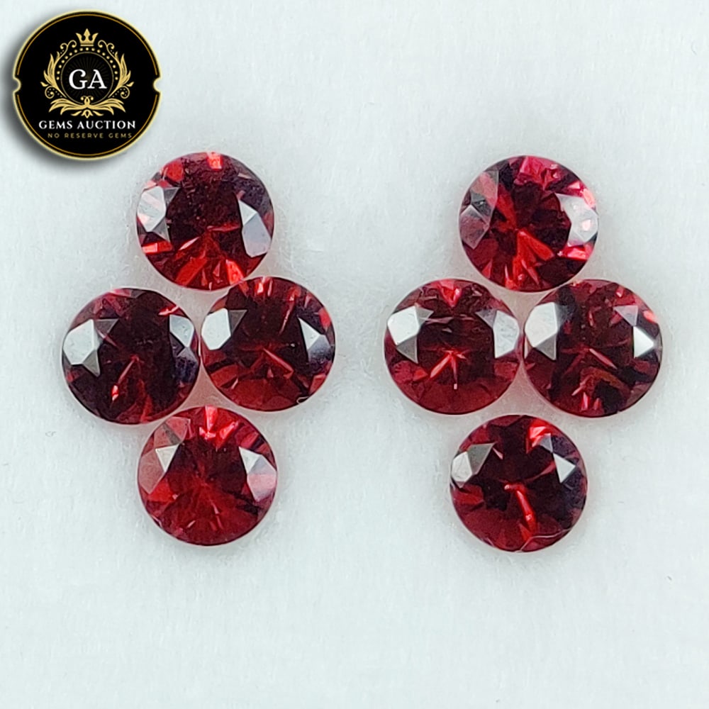4.81 Ct Natural Rhodolite Garnet Almandine Round Cut Set: Weight - 4.81 Ct / Size - 5.00 - 5.20 mm / 8 pc's / Shape - Round Faceted Cut / Clarity - VVS / Origin - Nigeria / Treatment - None