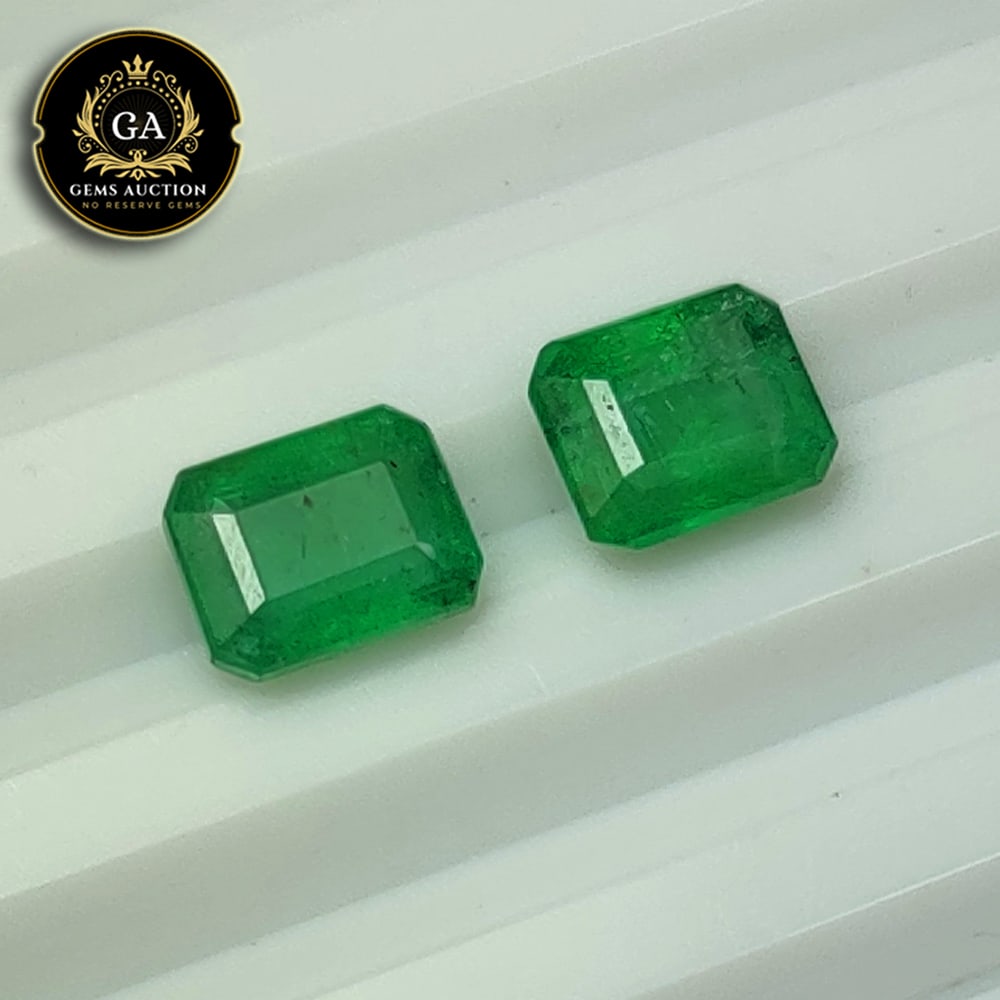 2.55 Ct Natural Zambian Emerald Octagon Cut Pair (1 of 2)