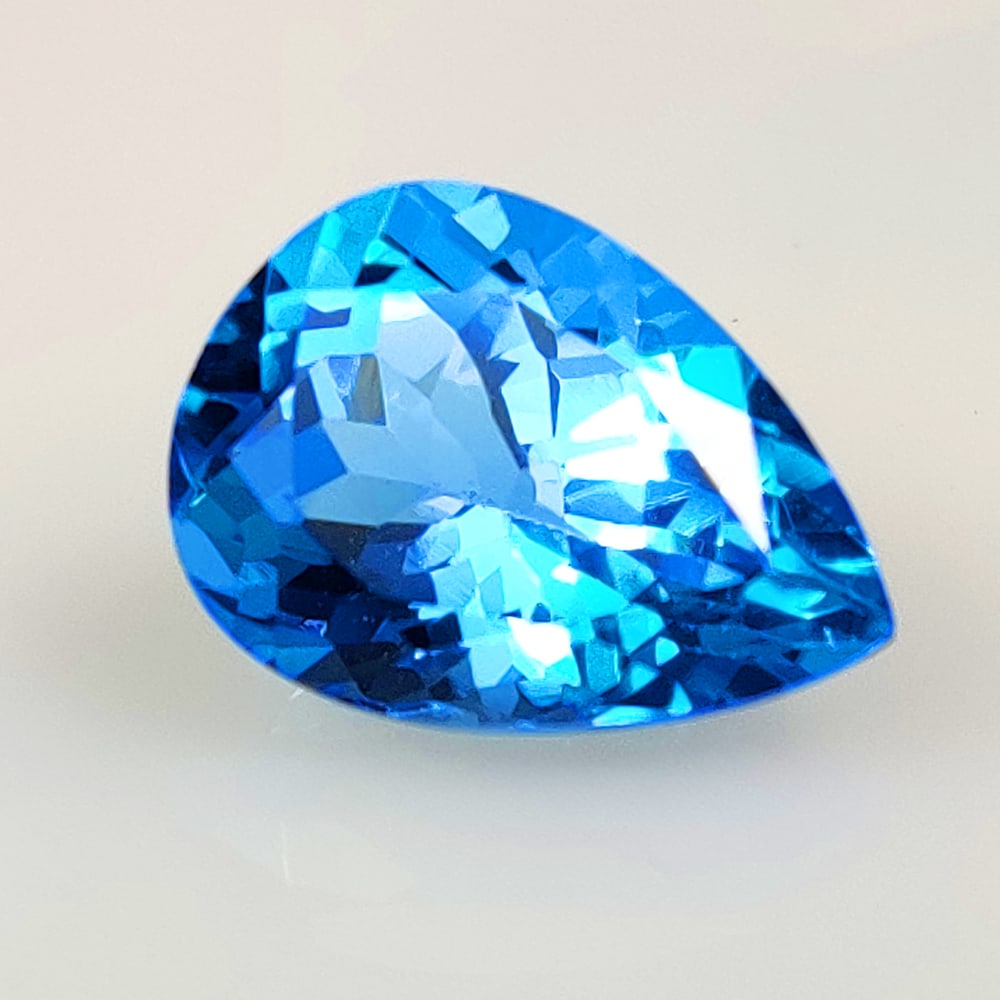 CERTIFIED 7.24 Ct Natural Blue Topaz Pear Faceted (1 of 3)