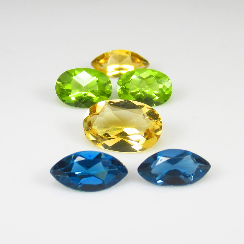4.77 Ct Natural London Blue Topaz, Citrine, Peridot Jewellery Set (1 of 2)
