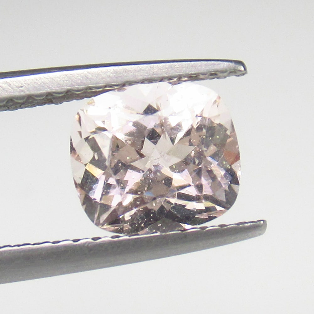 1.62 Ct Natural Morganite Cushion Cut: Weight - 1.62 Ct / Dimensions - 7.50 x 6.80 x 5.20 mm / Shape & Cut - Cushion Cut / Color - Peach Pink / Transparency - Transparent / Comments - Heated