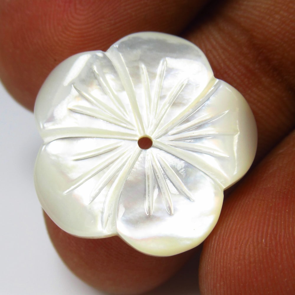 7.34 Ct Natural Shell Drilled Flower Carving (1 of 2)