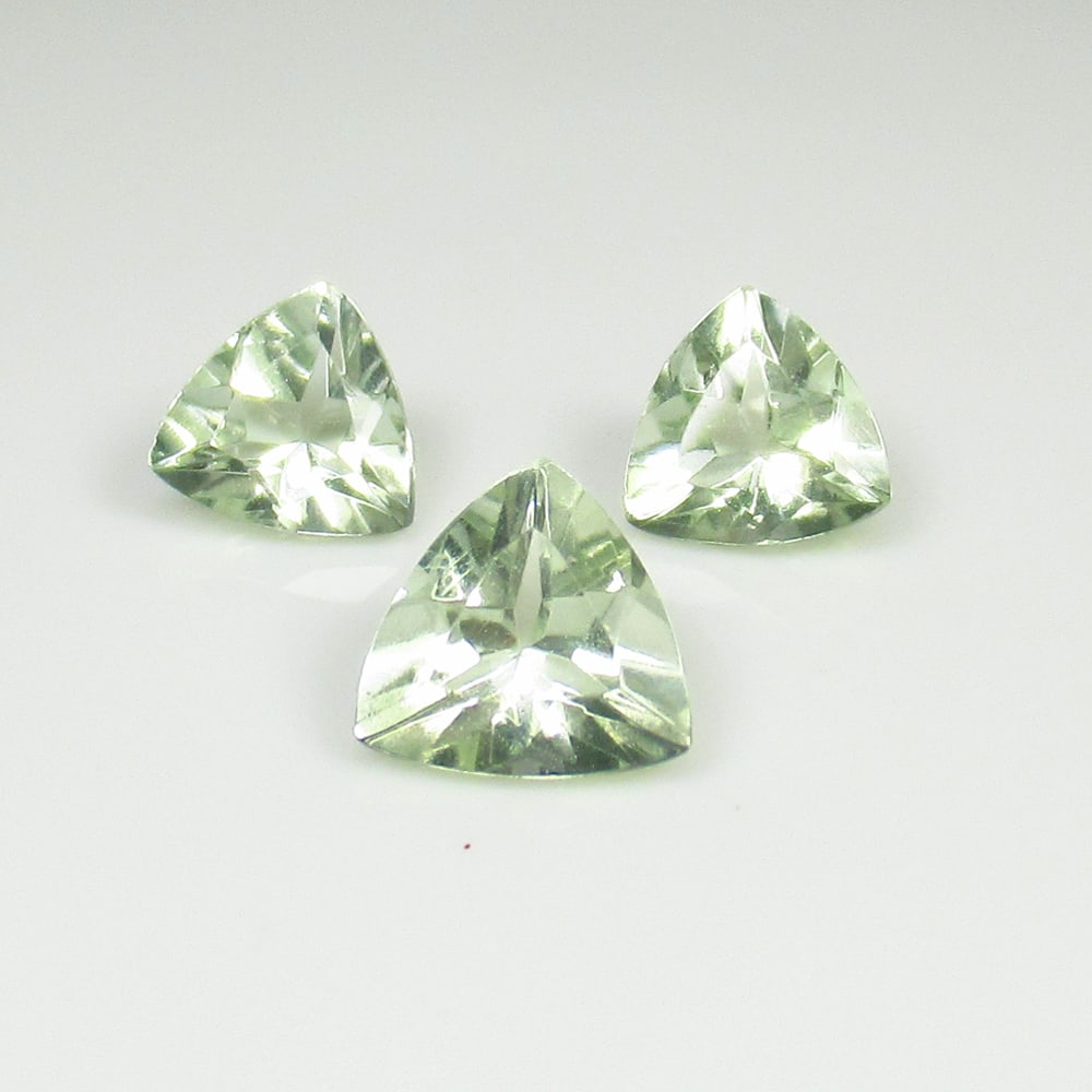 3.22 Ct Natural Green Amethyst Trillion Cut Set (1 of 2)